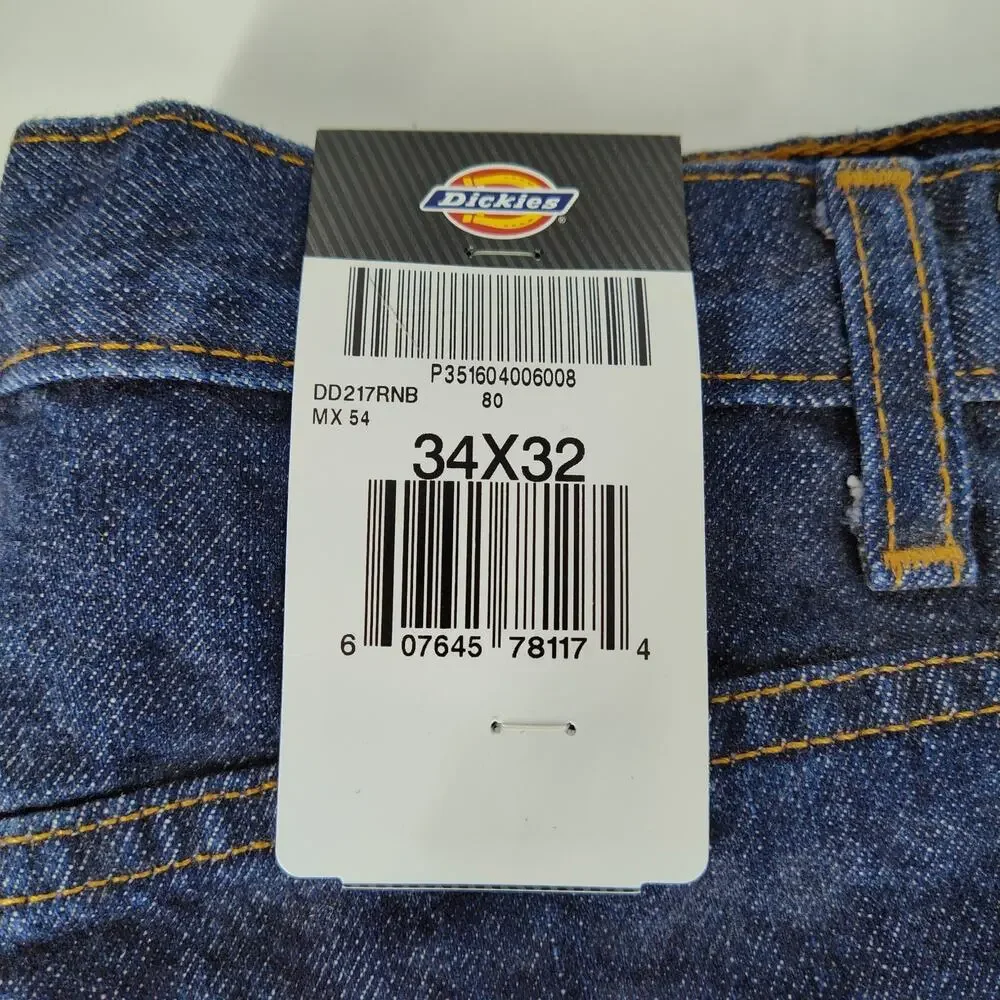 Dickies Flannel Lined Relaxed Fit Straight Leg Jeans 5-Pocket Dark Wash Blue NWT - Picture 4 of 11